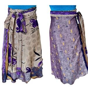 NWT Darn Good Yarn Silk Reversible Upcycled Wrap Sari Skirt
